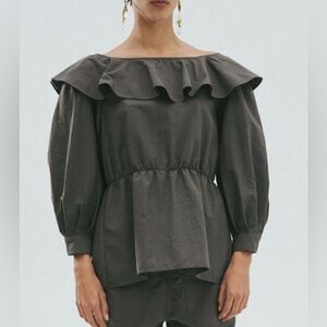FABIANA PIGNA Eloise Boatneck Ruffle Blouse